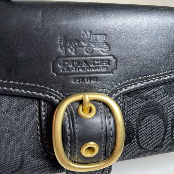Coach Bleecker Tattersall Black Signature Clutch Wallet- Lightly Distressed - Picture 15 of 15